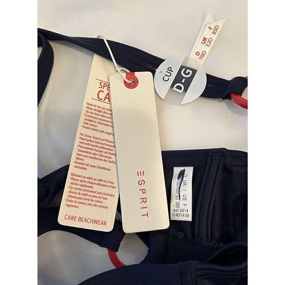 E Spirit Navy Blue Underwired Bikini Top Size 32D Small NEW - Picture 3 of 4